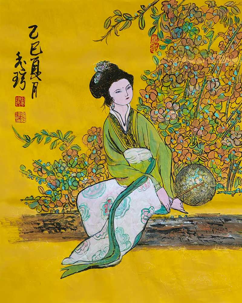 田秀珍国画人物《仕女图》四屏