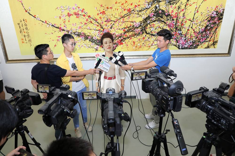 不忘初心田秀珍书画展中田秀珍接受媒体采访