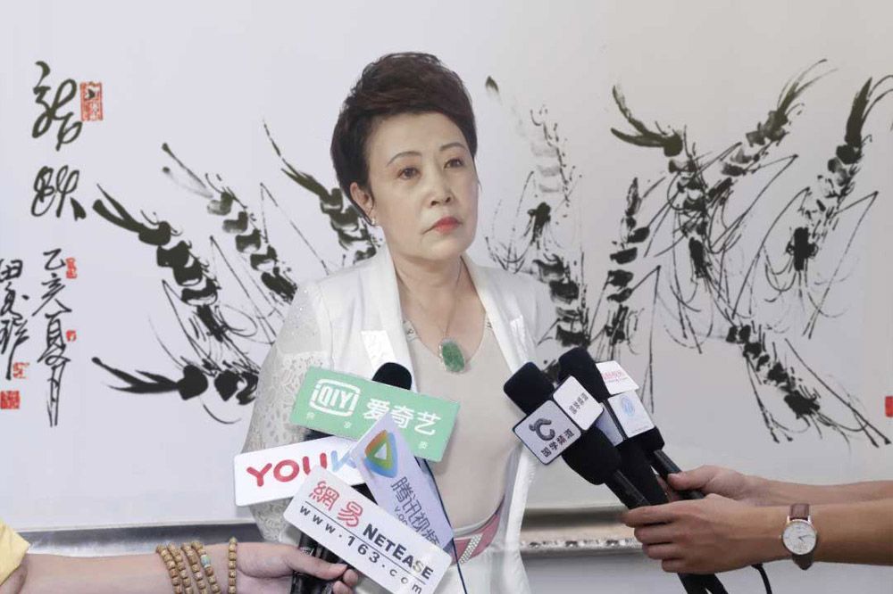 不忘初心田秀珍书画展中田秀珍接受媒体采访